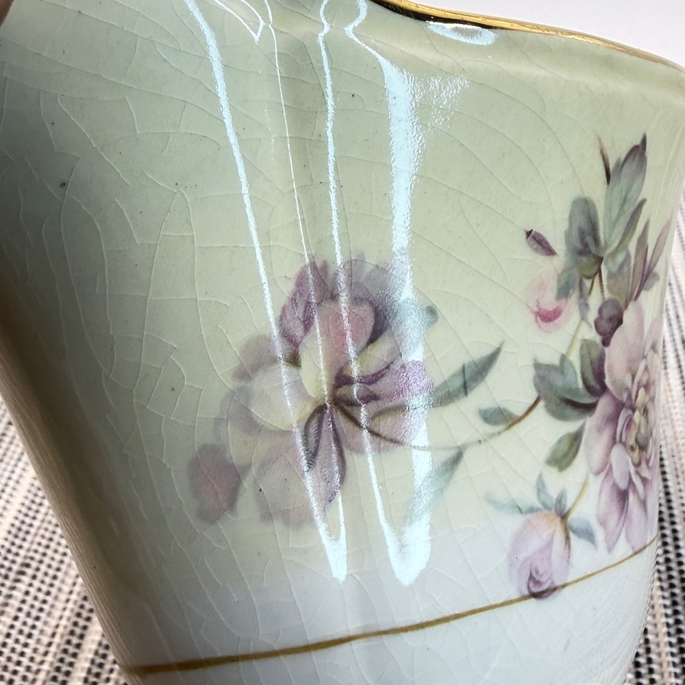 Edwin M Knowles China Gravy Boat Vintage Floral Gold Trim Semi Vitreous 1944 USA - Picture 8 of 8